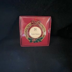 Nicole Frames, Gold wreath with red and green enamel. 3” diameter